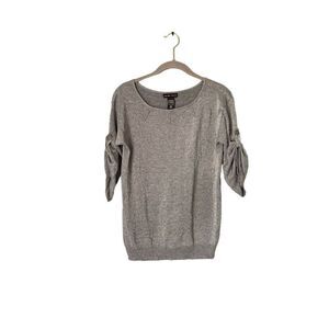 NY and Company silver metallic thread lightweight knit top size XS￼